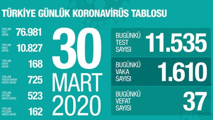 Corona Virüsü Son Durum: 30 Mart Covid-19 Türkiye Tablosu