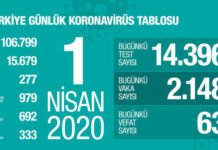 1 Nisan Sağlık Bakanlığı Koronavirüs tablosu 1 Nisan Sağlık Bakanlığı Koronavirüs tablosu