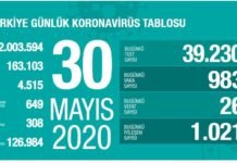 Corona Türkiye Tablosu Güncellemeye Devam Ediyor, 30 Mayıs 2020 koronavirus turkiyr tablosukoronavirus turkiyr tablosu