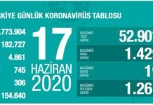Corona Türkiye Tablosu Güncellemeye Devam Ediyor, 17 Haziran 2020 covid_19 turkiye tablosu