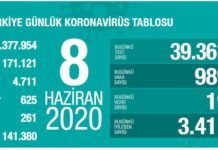 Corona Türkiye Tablosu Güncellemeye Devam Ediyor, 08 Haziran 2020 korona turkiye tablosu