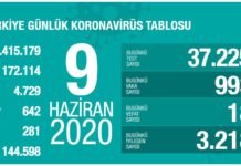 Corona Türkiye Tablosu Güncellemeye Devam Ediyor, 09 Haziran 2020 korona turkiye tablosu