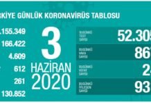 Corona Türkiye Tablosu Güncellemeye Devam Ediyor, 03 Haziran 2020 korona turkiye tablosu 3haziran
