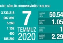 Corona Türkiye Tablosu Güncellemeye Devam Ediyor, 07 Temmuz 2020 covid_19 turkiye tablosu