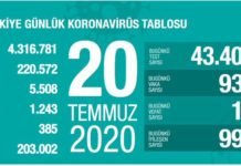Corona Türkiye Tablosu Güncellemeye Devam Ediyor, 20 Temmuz 2020 id_19 turkiye tablosu