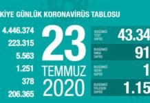 Corona Türkiye Tablosu Güncellemeye Devam Ediyor, 23 Temmuz 2020 turkiye covid_19 tablosu