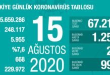 Corona Türkiye Tablosu Güncellemeye Devam Ediyor, 15 Ağustos 2020 covid_19 turkiye tablosu1