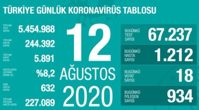Corona Türkiye Tablosu Güncellemeye Devam Ediyor, 12 Ağustos 2020 covid_19 turkiye tablosu1