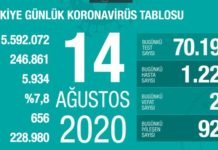 Corona Türkiye Tablosu Güncellemeye Devam Ediyor, 14 Ağustos 2020 covid_19 turkiye tablosu1