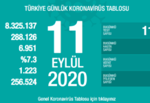 Corona Türkiye Tablosu Güncellemeye Devam Ediyor, 11 Eylül 2020