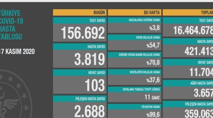 Corona Türkiye Tablosu Güncellemeye Devam Ediyor, 17 Kasım 2020