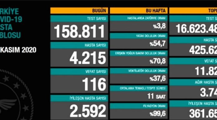 Corona Türkiye Tablosu Güncellemeye Devam Ediyor, 18 Kasım 2020