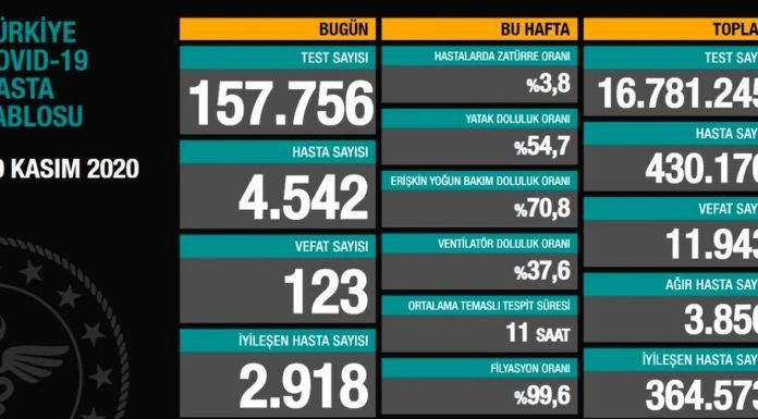 Corona Türkiye Tablosu Güncellemeye Devam Ediyor, 19 Kasım 2020