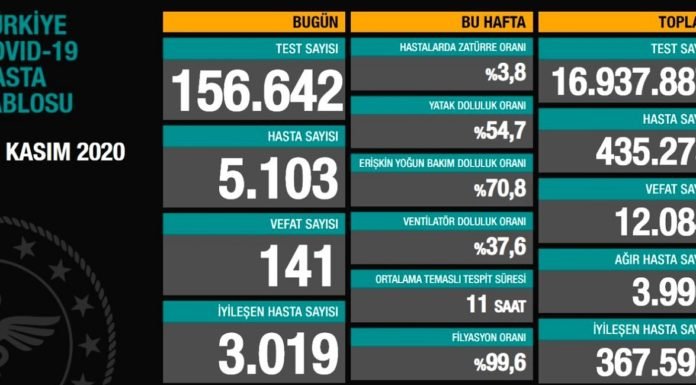 Corona Türkiye Tablosu Güncellemeye Devam Ediyor, 20 Kasım 2020