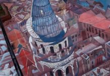 Galata Kulesi Resmedildi; Merdivenler Sanat Eserine Dönüştü
