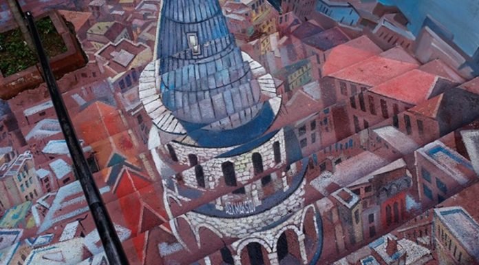 Galata Kulesi Resmedildi; Merdivenler Sanat Eserine Dönüştü